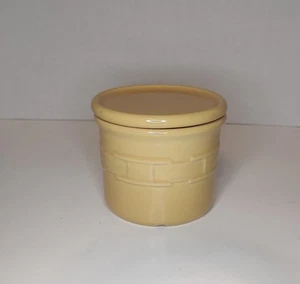 Longaberger Woven Traditions Butternut Yellow Salt Crock w/ Lid USA Pottery - Picture 1 of 5