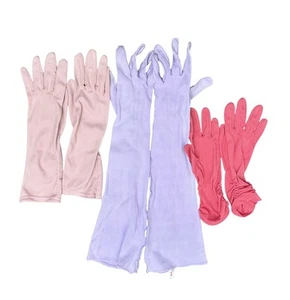3 x Pairs Women's Vintage Gloves Pale Pink Lavender Purple Fuschia Long Short - Picture 1 of 10