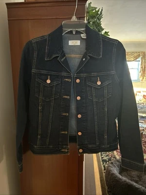 Chaqueta vaquera azul oscuro denim dorado firma Levi Strauss para mujer talla M Foto 1 de 4