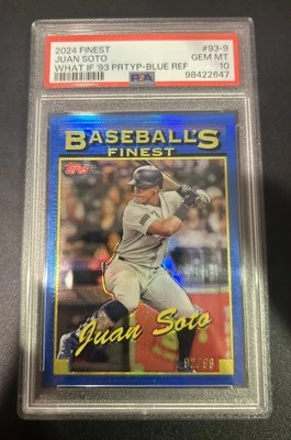 2024 Topps Finest What If 1993 Finest Prototype Juan Soto Blue /99 PSA 10 - Image 1 of 2
