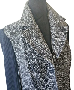 Joseph Ribkoff Blk & White Tweed Notch Collar Jkt with Ribbed Sleeve/Back  Sz 12 - Picture 1 of 12