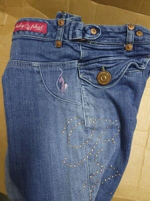 Pantalones de mezclilla de diseñador de pierna recta adornados Baby Phat para niñas talla 12 Foto 1 de 4