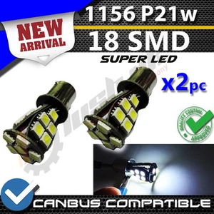 * 2x BA15S P21W 1156 18 SMD LED CANBUS DRL WHITE 5050 Xenon ERROR FREE AUDI - Picture 1 of 1