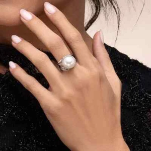 Pearl Statement Ring Handmade Solid 925 Sterling Silver Gift All Size Ring AL-51 - Picture 1 of 4
