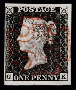 1840 1d Grey-Black Plate 1a GK 4m Superb Used Red Maltese Cross Cat. £525.00 - Picture 1 of 1