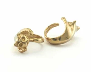 Ring Cat Adjustable Ring Raw Brass Animal Cute kitty pet ring lazy cat jewelry - Picture 1 of 3