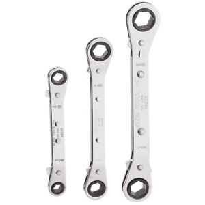 Klein Tools 68244 Fully Reversible Ratcheting Offset Box Wrench Set, 3-Piece