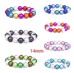 Damen Armband Armreif Kunstperlen Magic Beads Armbänder 14 mm 8 Farben uni/bunt - Bild 1 von 17