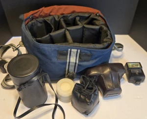 Olympus OM-1 MD 35mm SLR Film Camera Bundle Lots Of Extras/ Lenses/Case /Bag - Picture 1 of 22