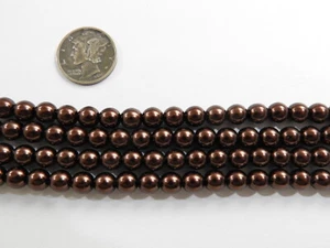 Coffee Glass Pearls (2mm, 3mm, 4mm or 6mm) 1 - Full Stand Czech Beads - Picture 1 of 3