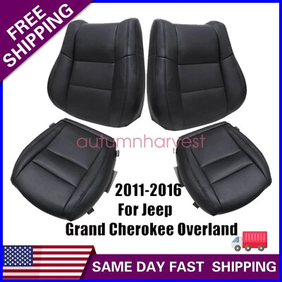 Front Driver & Passenger Bottom & Top For 2011-18 Dodge Durango Seat Cover Black Foto 1 de 4
