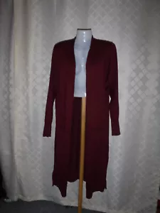 Size Plus Long Sleeve Open Cardigan ,1X ,Nine West Purple Plum 2 side pockets - Picture 1 of 13