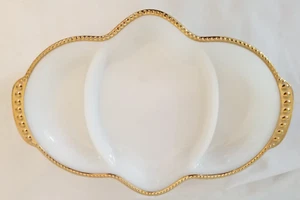 VTG Anchor Hocking Fire King jade protein glass plated 18K gold ring Milk White - Picture 1 of 6
