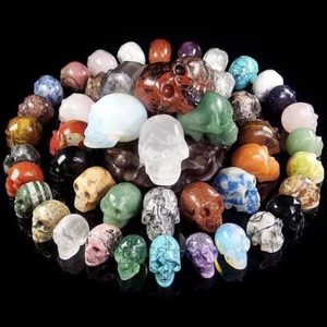 Calavera tallada hecha a mano jaspe natural piedra preciosa cuarzo cristal muestra curativa 2" - Imagen 1 de 7