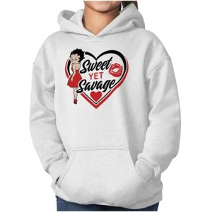 Betty Boop Cartoon Lips Sweet Yet Savage Youth Girls Hoodie Sweatshirts Kids - Picture 1 of 9