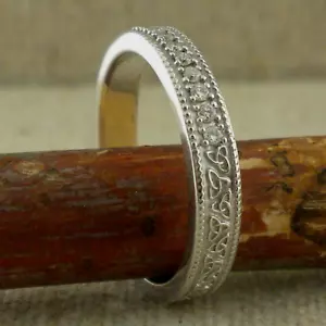 14K White Gold Trinity Knot Diamonds Wedding Ring Irish by Shanore Size 6.5 - Picture 1 of 7