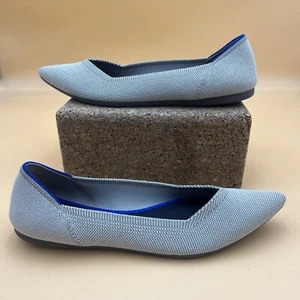 ROTHY’S “THE POINT” Gray/White Knit Pointed Toe Slip-On Flats Size 9 - Picture 1 of 7