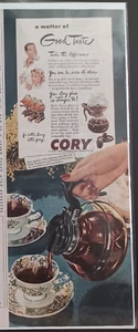 1949 Cory Glass Coffee Pot Print Ad 1940s Taste the Difference Fine China Cup - Picture 1 of 1