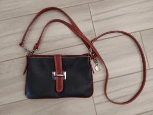 Vera Pelle NWOT Black Pebble Leather Mini Crossbody Handbag. Size. 6x9.5 - Picture 1 of 6