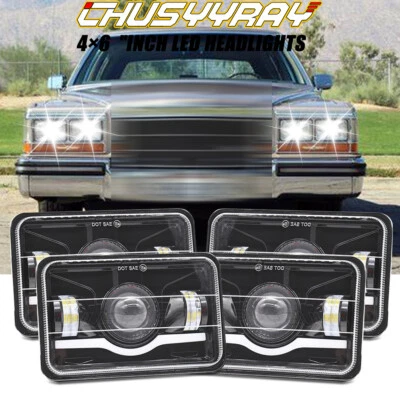 4PCS DOT 4X6" LED Headlights Hi-Lo Beam For Cadillac Fleetwood DeVille 1975-1986 - Image 1 of 4