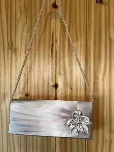 Gunne Sax/Jessica McClintock Satin Abendtasche Glitzer & Schleife Creme Elfenbein - Bild 1 von 5