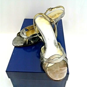 Versani Womens Silver Veining Finish Slingback 3" Heels/Sandals Made in Italy 6B - Picture 1 of 8