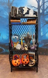 Vtg OOAK Artisan Dressed Halloween Spell Book Shelf Dollhouse Miniature 1:12 - Photo 1/10