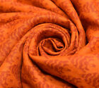 Sushila Vintage orange Saree 100 % reine Wolle gewebt Marke Sari Handwerk Stoff