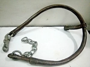 OLD VINTAGE LEATHER & METAL HORSE HARNESS HAMES YOKE ILAU 809 MADE A 1962 SIGN - Picture 1 of 12