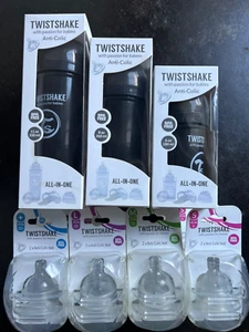Biberones todo en uno Twistshake anticólicos sin BPA, pezones negros nuevos - Imagen 1 de 1