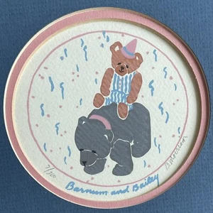 B Morrison Signed Print 7/200 Barnum & Bailey Teddy Bear on Real Bear Circus 9x9 - Picture 1 of 5