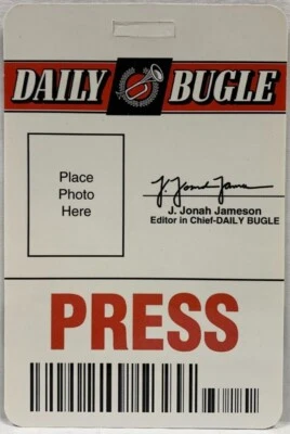 MARVEL SPIDER-MAN DAILY BUGLE PRESS PASS ID CARD MOVIE THEATHER PROMO PROP CARD - Image 1 of 2