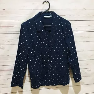 BLUE ILLUSION Light Jacket Blazer Linen Blend Size M (AU 12) Navy White Dot - Picture 1 of 7