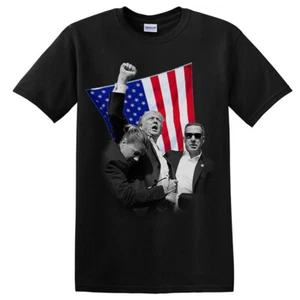 President Donald Trump Rally Shooting Shirt USA Trump 2024 MAGA Fist Pump Fight - Picture 1 of 15