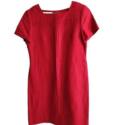 Jones New York Womens Sheath Dress Red 12 Short Sleeves, Linen Blend Hoilday Red - Image 1 of 4