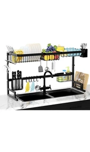 ORGANIZADOR BASSTOP DE 2 NIVELES SOBRE EL FREGADERO PLATO AJUSTABLE COCINA - Imagen 1 de 3