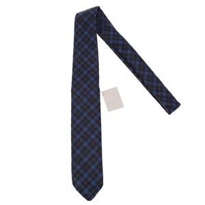 Paolo Albizzati NWT Neck Tie in Blue & Black Plaid Wool & Cashmere Blend - Picture 1 of 10