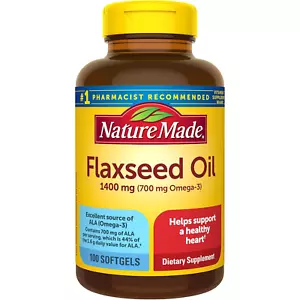 Nature Made Extra Strength Flaxseed Oil 1400 mg, Fish Free Omega 3 Supplement - Picture 1 of 6