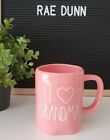 Rae Dunn Mug " I ( Love Heart Symbol) Grandma " White Written  Pink Cup