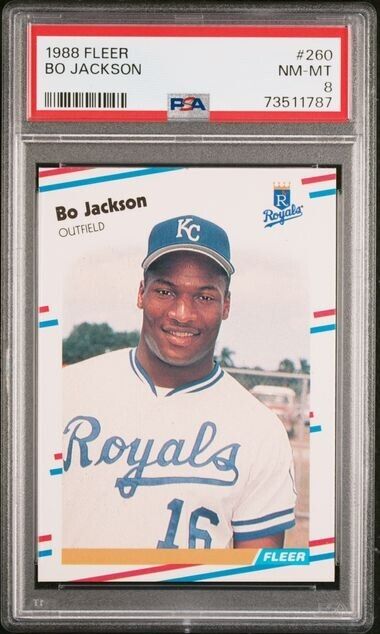 1988 Fleer Bo Jackson Baseball Card #260 PSA 8 NM-MT