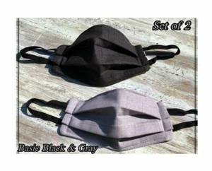 Lot of 2 Face Mask,Handmade*Quilted Filter* Nose wire*Black & Gray*USA* Womens  - Picture 1 of 2