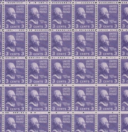 United States 3¢ President Thomas Jefferson Postage Stamp #807 Mint Pack of 100 - Image 1 of 1