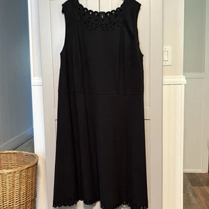 NWT Talbots Women 22W Dress Midi Sleeveless Cocktail Black Lace FancyMSRP $169 - Picture 1 of 13