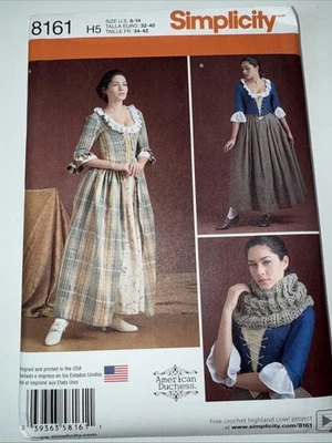 Simplicity Ladies Sewing Pattern 8161 18th Century Costumes 6 TO 14 NEW - Image 1 of 2
