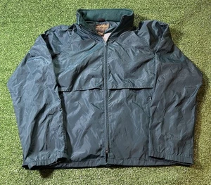 Chaqueta cortavientos verde vintage años 90 Eddie Bauer para hombre mediana en blanco cremallera completa con capucha - Imagen 1 de 11