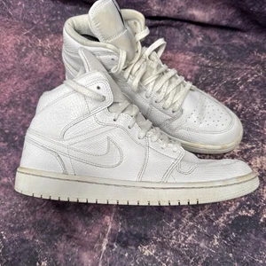 Nike Air Jordan 1 Mid White Snakeskin Size 8 Uk - Picture 1 of 12