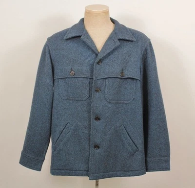 Men's VTG 50s Blue Bemidji Wool Mackinaw Hunting Jacket / Coat Sz L 1950s - Image 1 of 4