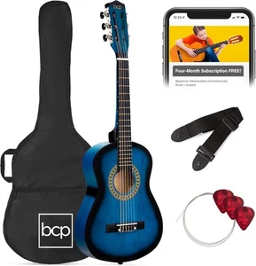 30In Kids Acoustic Guitar Beginner Starter Kit with Strap, Case, Strings - Picture 1 of 8