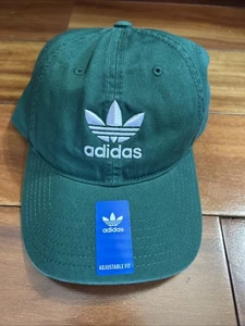 Adidas Hat Originals Relaxed Fit Adjustable Strapback Cap 100% Cotton Green NWT - Picture 1 of 2