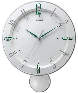 RHYTHM Radio-Controlled Analog Wall Clock with Continuous Second Hand and Pendul - Picture 1 of 4
